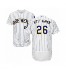 Men's Milwaukee Brewers #26 Jacob Nottingham White Home Flex Base Authentic Collection Baseball Player Jersey Men's Milwaukee Brewers #26 Jacob Nottingham White Home Flex Base Authentic Collection Baseball Player Jersey