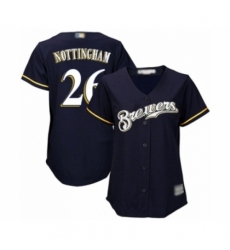 Women's Milwaukee Brewers #26 Jacob Nottingham Authentic Navy Blue Alternate Cool Base Baseball Player Jersey Women's Milwaukee Brewers #26 Jacob Nottingham Authentic Navy Blue Alternate Cool Base Baseball Player Jersey