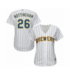 Women's Milwaukee Brewers #26 Jacob Nottingham Authentic White Alternate Cool Base Baseball Player Jersey Women's Milwaukee Brewers #26 Jacob Nottingham Authentic White Alternate Cool Base Baseball Player Jersey