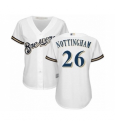 Women's Milwaukee Brewers #26 Jacob Nottingham Authentic White Home Cool Base Baseball Player Jersey Women's Milwaukee Brewers #26 Jacob Nottingham Authentic White Home Cool Base Baseball Player Jersey