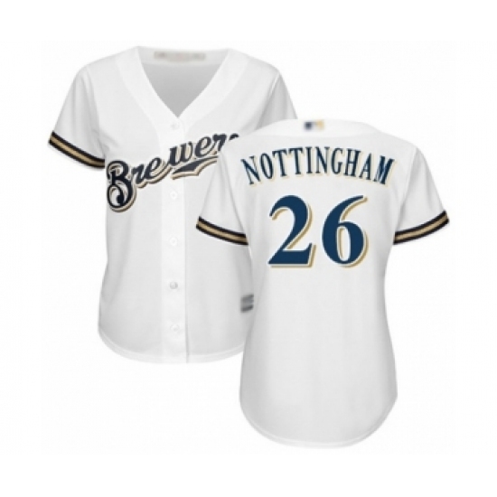 Women's Milwaukee Brewers #26 Jacob Nottingham Authentic White Home Cool Base Baseball Player Jersey Women's Milwaukee Brewers #26 Jacob Nottingham Authentic White Home Cool Base Baseball Player Jersey