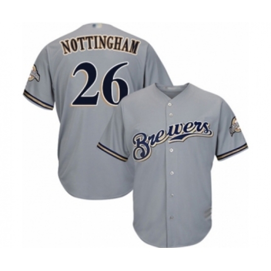 Youth Milwaukee Brewers #26 Jacob Nottingham Authentic Grey Road Cool Base Baseball Player Jersey Youth Milwaukee Brewers #26 Jacob Nottingham Authentic Grey Road Cool Base Baseball Player Jersey