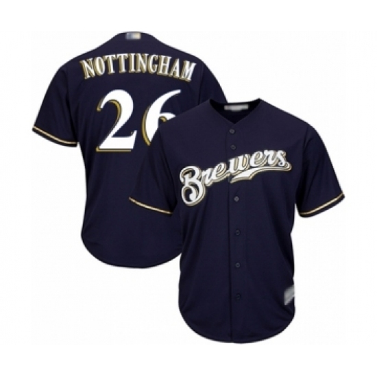 Youth Milwaukee Brewers #26 Jacob Nottingham Authentic Navy Blue Alternate Cool Base Baseball Player Jersey Youth Milwaukee Brewers #26 Jacob Nottingham Authentic Navy Blue Alternate Cool Base Baseball Player Jersey