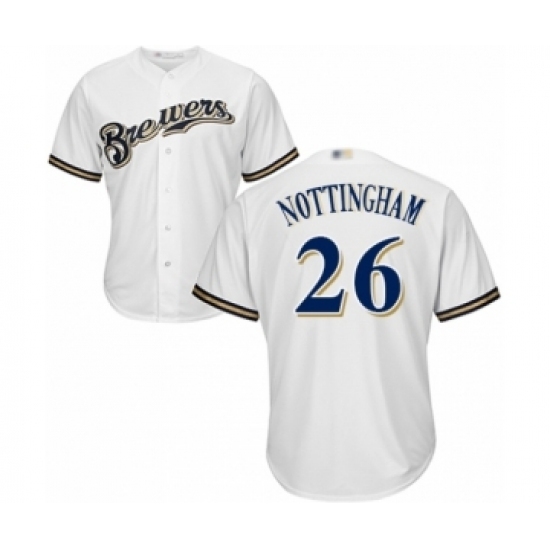 Youth Milwaukee Brewers #26 Jacob Nottingham Authentic White Home Cool Base Baseball Player Jersey Youth Milwaukee Brewers #26 Jacob Nottingham Authentic White Home Cool Base Baseball Player Jersey