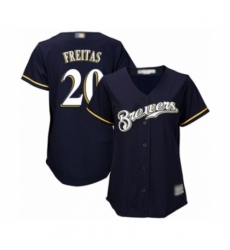 Women's Milwaukee Brewers #20 David Freitas Authentic Navy Blue Alternate Cool Base Baseball Player Jersey Women's Milwaukee Brewers #20 David Freitas Authentic Navy Blue Alternate Cool Base Baseball Player Jersey