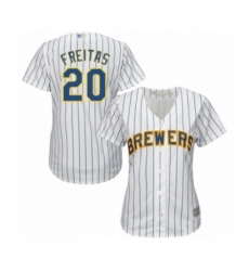Women's Milwaukee Brewers #20 David Freitas Authentic White Alternate Cool Base Baseball Player Jersey Women's Milwaukee Brewers #20 David Freitas Authentic White Alternate Cool Base Baseball Player Jersey