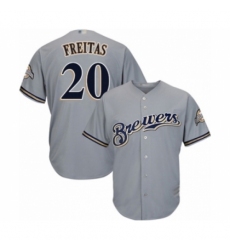 Youth Milwaukee Brewers #20 David Freitas Authentic Grey Road Cool Base Baseball Player Jersey Youth Milwaukee Brewers #20 David Freitas Authentic Grey Road Cool Base Baseball Player Jersey