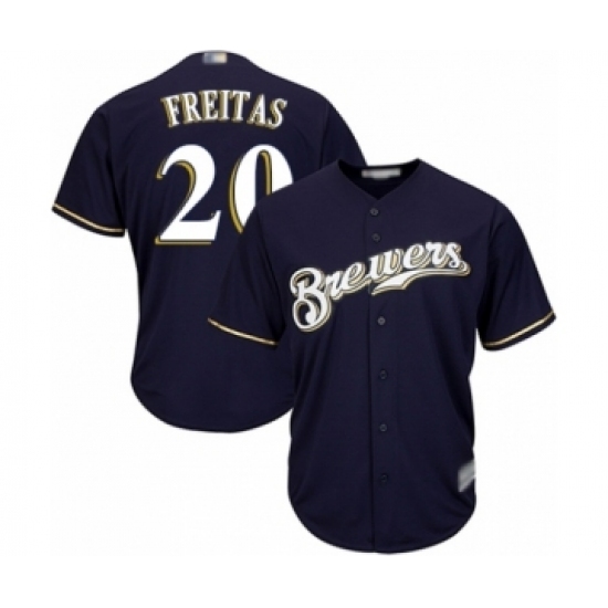 Youth Milwaukee Brewers #20 David Freitas Authentic Navy Blue Alternate Cool Base Baseball Player Jersey Youth Milwaukee Brewers #20 David Freitas Authentic Navy Blue Alternate Cool Base Baseball Player Jersey