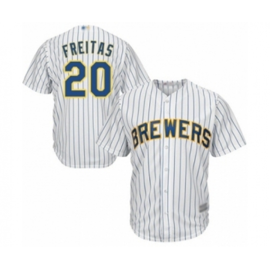 Youth Milwaukee Brewers #20 David Freitas Authentic White Alternate Cool Base Baseball Player Jersey Youth Milwaukee Brewers #20 David Freitas Authentic White Alternate Cool Base Baseball Player Jersey