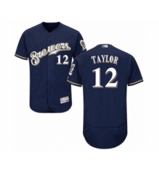 Men's Milwaukee Brewers #12 Tyrone Taylor Navy Blue Alternate Flex Base Authentic Collection Baseball Player Jersey