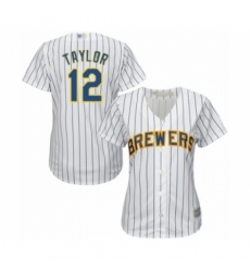 Women's Milwaukee Brewers #12 Tyrone Taylor Authentic White Alternate Cool Base Baseball Player Jersey
