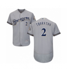 Men's Milwaukee Brewers #2 Trent Grisham Grey Road Flex Base Authentic Collection Baseball Player Jersey Men's Milwaukee Brewers #2 Trent Grisham Grey Road Flex Base Authentic Collection Baseball Player Jersey