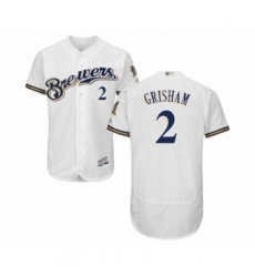 Men's Milwaukee Brewers #2 Trent Grisham White Alternate Flex Base Authentic Collection Baseball Player Jersey Men's Milwaukee Brewers #2 Trent Grisham White Alternate Flex Base Authentic Collection Baseball Player Jersey