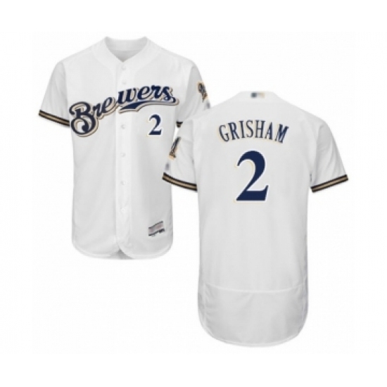 Men's Milwaukee Brewers #2 Trent Grisham White Alternate Flex Base Authentic Collection Baseball Player Jersey Men's Milwaukee Brewers #2 Trent Grisham White Alternate Flex Base Authentic Collection Baseball Player Jersey