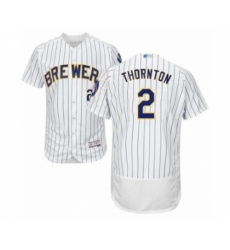 Men's Milwaukee Brewers #2 Trent Grisham White Home Flex Base Authentic Collection Baseball Player Jersey Men's Milwaukee Brewers #2 Trent Grisham White Home Flex Base Authentic Collection Baseball Player Jersey