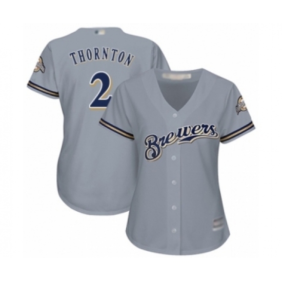 Women's Milwaukee Brewers #2 Trent Grisham Authentic Grey Road Cool Base Baseball Player Jersey Women's Milwaukee Brewers #2 Trent Grisham Authentic Grey Road Cool Base Baseball Player Jersey