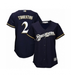 Women's Milwaukee Brewers #2 Trent Grisham Authentic Navy Blue Alternate Cool Base Baseball Player Jersey Women's Milwaukee Brewers #2 Trent Grisham Authentic Navy Blue Alternate Cool Base Baseball Player Jersey