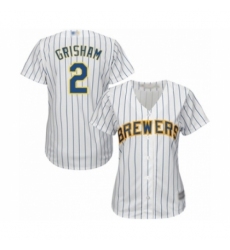 Women's Milwaukee Brewers #2 Trent Grisham Authentic White Alternate Cool Base Baseball Player Jersey Women's Milwaukee Brewers #2 Trent Grisham Authentic White Alternate Cool Base Baseball Player Jersey