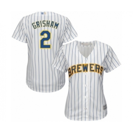 Women's Milwaukee Brewers #2 Trent Grisham Authentic White Alternate Cool Base Baseball Player Jersey Women's Milwaukee Brewers #2 Trent Grisham Authentic White Alternate Cool Base Baseball Player Jersey