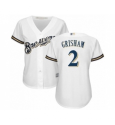 Women's Milwaukee Brewers #2 Trent Grisham Authentic White Home Cool Base Baseball Player Jersey Women's Milwaukee Brewers #2 Trent Grisham Authentic White Home Cool Base Baseball Player Jersey