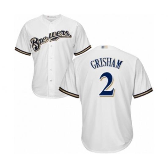 Youth Milwaukee Brewers #2 Trent Grisham Authentic White Home Cool Base Baseball Player Jersey Youth Milwaukee Brewers #2 Trent Grisham Authentic White Home Cool Base Baseball Player Jersey