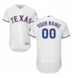 Men's Texas Rangers Majestic Home White Flex Base Authentic Collection Custom Jersey