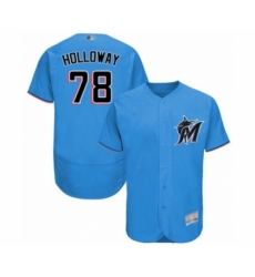 Men's Miami Marlins #78 Jordan Holloway Blue Alternate Flex Base Authentic Collection Baseball Player Jersey