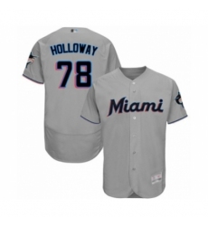 Men's Miami Marlins #78 Jordan Holloway Grey Road Flex Base Authentic Collection Baseball Player Jersey