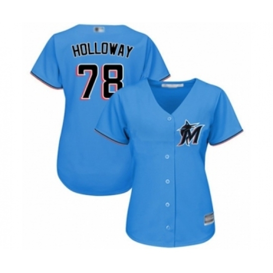 Women's Miami Marlins #78 Jordan Holloway Authentic Blue Alternate 1 Cool Base Baseball Player Jersey Women's Miami Marlins #78 Jordan Holloway Authentic Blue Alternate 1 Cool Base Baseball Player Jersey