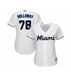 Women's Miami Marlins #78 Jordan Holloway Authentic White Home Cool Base Baseball Player Jersey Women's Miami Marlins #78 Jordan Holloway Authentic White Home Cool Base Baseball Player Jersey