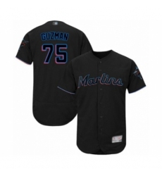 Men's Miami Marlins #75 Jorge Guzman Black Alternate Flex Base Authentic Collection Baseball Player Jersey