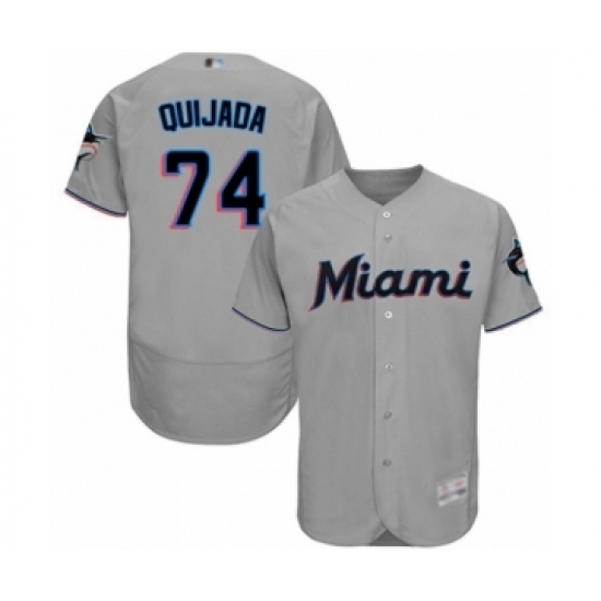Men's Miami Marlins #74 Jose Quijada Grey Road Flex Base Authentic Collection Baseball Player Jersey Men's Miami Marlins #74 Jose Quijada Grey Road Flex Base Authentic Collection Baseball Player Jersey