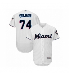 Men's Miami Marlins #74 Jose Quijada White Home Flex Base Authentic Collection Baseball Player Jersey