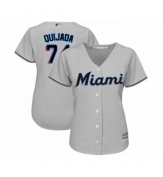 Women's Miami Marlins #74 Jose Quijada Authentic Grey Road Cool Base Baseball Player Jersey Women's Miami Marlins #74 Jose Quijada Authentic Grey Road Cool Base Baseball Player Jersey