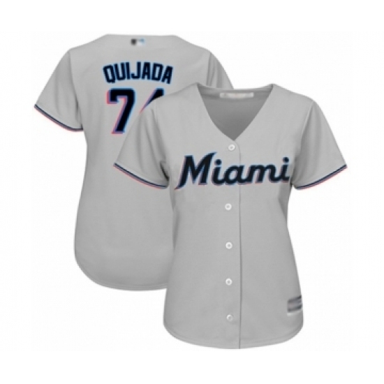 Women's Miami Marlins #74 Jose Quijada Authentic Grey Road Cool Base Baseball Player Jersey Women's Miami Marlins #74 Jose Quijada Authentic Grey Road Cool Base Baseball Player Jersey
