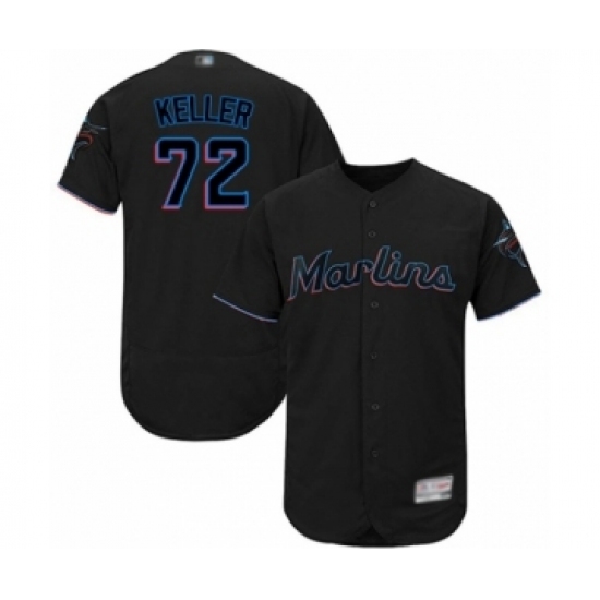 Men's Miami Marlins #72 Kyle Keller Black Alternate Flex Base Authentic Collection Baseball Player Jersey Men's Miami Marlins #72 Kyle Keller Black Alternate Flex Base Authentic Collection Baseball Player Jersey