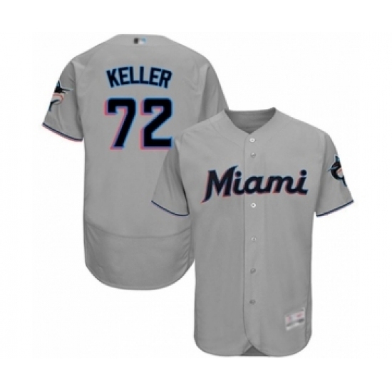 Men's Miami Marlins #72 Kyle Keller Grey Road Flex Base Authentic Collection Baseball Player Jersey Men's Miami Marlins #72 Kyle Keller Grey Road Flex Base Authentic Collection Baseball Player Jersey