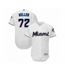 Men's Miami Marlins #72 Kyle Keller White Home Flex Base Authentic Collection Baseball Player Jersey