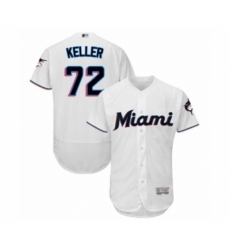 Men's Miami Marlins #72 Kyle Keller White Home Flex Base Authentic Collection Baseball Player Jersey Men's Miami Marlins #72 Kyle Keller White Home Flex Base Authentic Collection Baseball Player Jersey