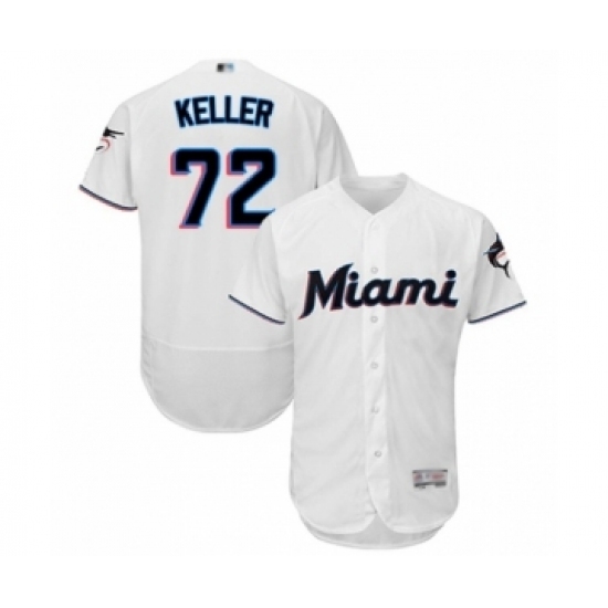 Men's Miami Marlins #72 Kyle Keller White Home Flex Base Authentic Collection Baseball Player Jersey Men's Miami Marlins #72 Kyle Keller White Home Flex Base Authentic Collection Baseball Player Jersey