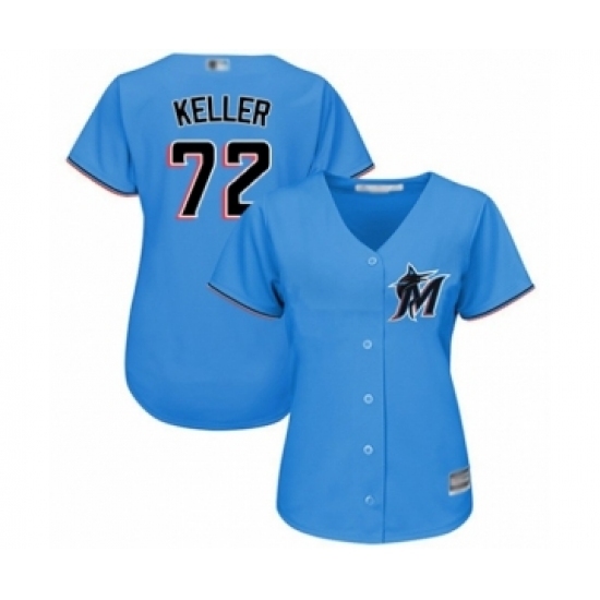 Women's Miami Marlins #72 Kyle Keller Authentic Blue Alternate 1 Cool Base Baseball Player Jersey Women's Miami Marlins #72 Kyle Keller Authentic Blue Alternate 1 Cool Base Baseball Player Jersey