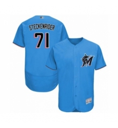 Men's Miami Marlins #71 Drew Steckenrider Blue Alternate Flex Base Authentic Collection Baseball Player Jersey