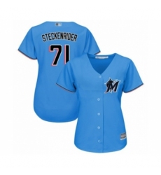 Women's Miami Marlins #71 Drew Steckenrider Authentic Blue Alternate 1 Cool Base Baseball Player Jersey
