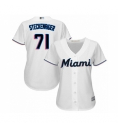 Women's Miami Marlins #71 Drew Steckenrider Authentic White Home Cool Base Baseball Player Jersey