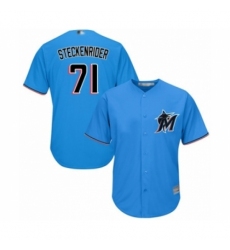 Youth Miami Marlins #71 Drew Steckenrider Authentic Blue Alternate 1 Cool Base Baseball Player Jersey