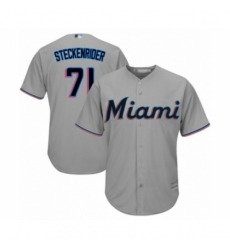 Youth Miami Marlins #71 Drew Steckenrider Authentic Grey Road Cool Base Baseball Player Jersey