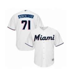 Youth Miami Marlins #71 Drew Steckenrider Authentic White Home Cool Base Baseball Player Jersey