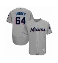 Men's Miami Marlins #64 Robert Dugger Grey Road Flex Base Authentic Collection Baseball Player Jersey