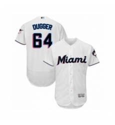 Men's Miami Marlins #64 Robert Dugger White Home Flex Base Authentic Collection Baseball Player Jersey