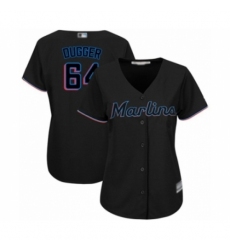 Women's Miami Marlins #64 Robert Dugger Authentic Black Alternate 2 Cool Base Baseball Player Jersey
